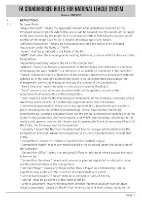 NCEL League Rules 2025/26
